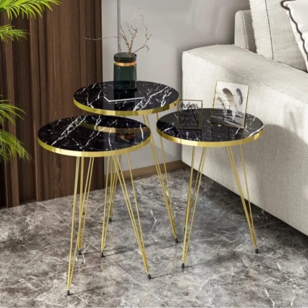 LHFHOMT- Set of 3 Nesting END Tables - Round Coffee Side Tables for Small Spaces,(Free Installation) Bedside Table for Living Room, Bedroom, Living Room, Balcony,