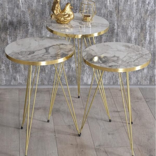 LHFHOMT- Set of 3 Nesting END Tables - Round Coffee Side Tables for Small Spaces,(Free Installation) Bedside Table for Living Room, Bedroom, Living Room, Balcony,