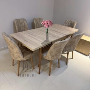 Modern Oak Wood Extendable Dining Table Set – Natural Finish (4–6-8 Seater)