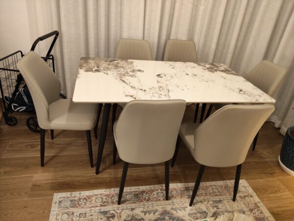 Luxury White Marble Dining Table Set – 6 Seater Rectangular Modern Dining Table Dubai