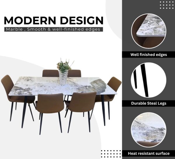 Modern Marble Dining Table Set – 6 Seater Luxury Design UAE