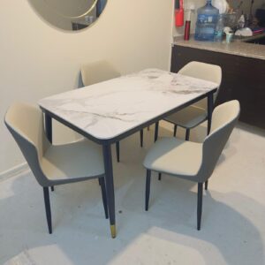 Aria Wrap-Back Dining Chair – Cream Faux Leather with Stitch Trim Detail & Gold-Tipped Metal Legs